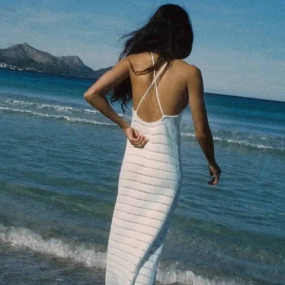 Zara White Crochet Backless Dress - Picture 2 of 12